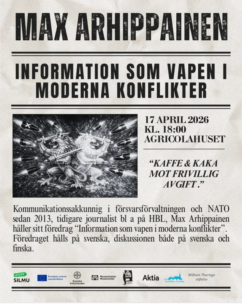 Max Arhippainen: Information som vapen i moderna konflikter – juliste/affisch