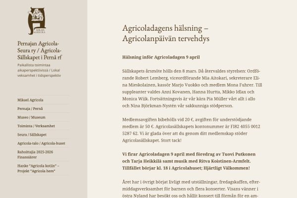 Agricoladagens hälsning – Agricolanpäivän tervehdys